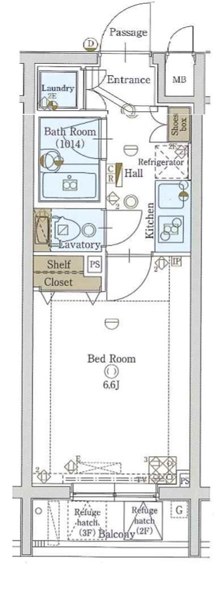 グラントゥルース大山幸町(1K/1階)の間取り写真
