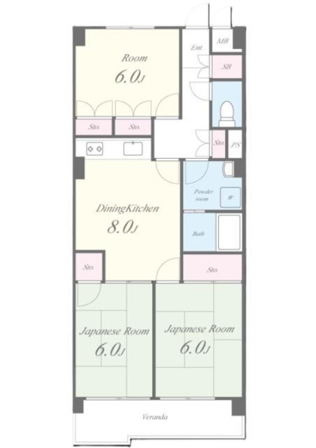 ディラヴェール田柄(3DK/3階)の間取り写真