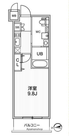ALTERNA中野(1K/6階)の間取り写真
