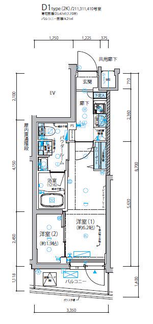 メインステージ成増Ⅱ(2K/2階)の間取り写真