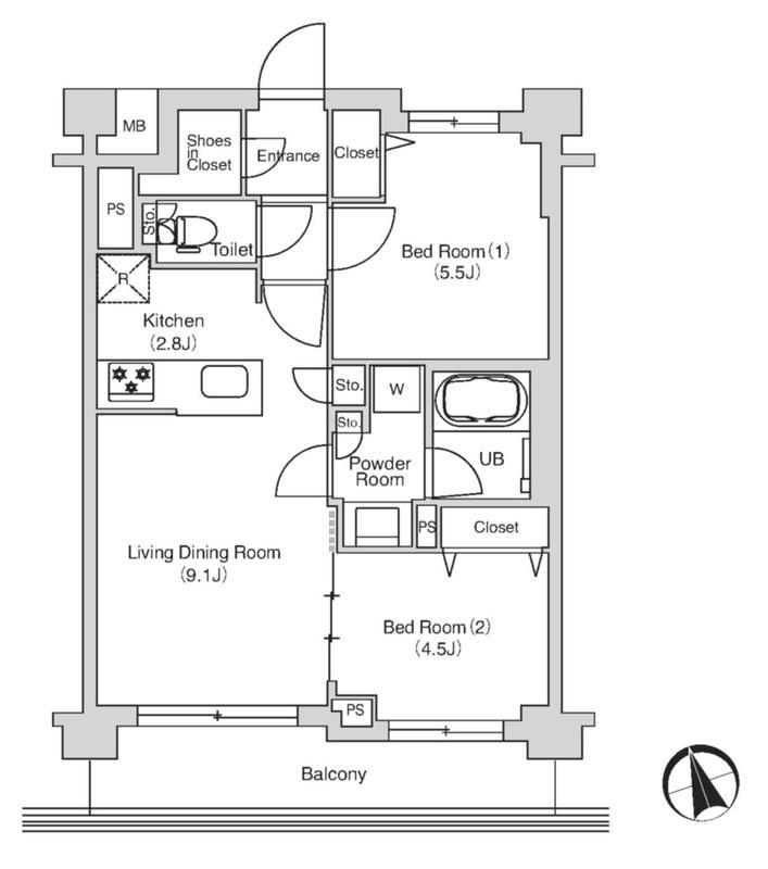 エミリブ鷺ノ宮(2LDK/1階)の間取り写真
