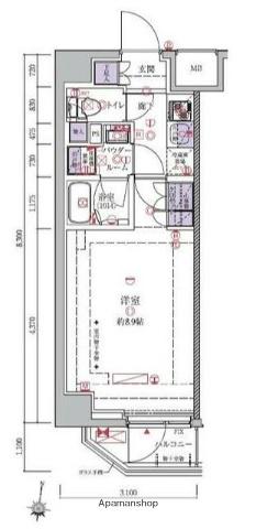 ガリシア中野富士見町(1K/5階)の間取り写真