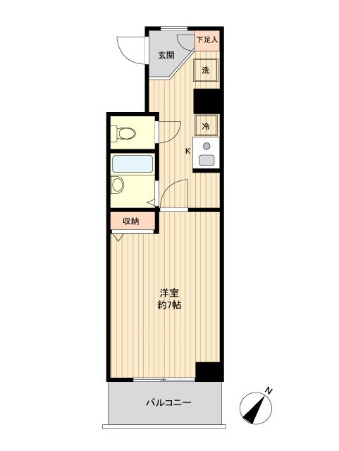 ルミエール巣鴨(1K/2階)の間取り写真