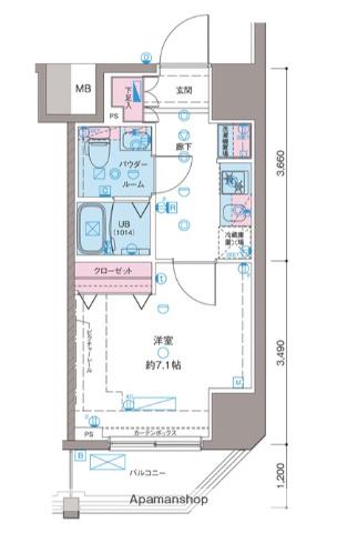 ガリシア新宿ノース2(1K/6階)の間取り写真