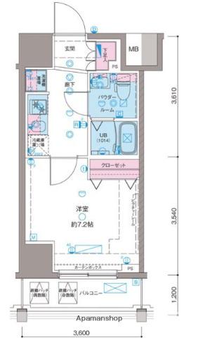 ガリシア新宿ノース2(1K/6階)の間取り写真