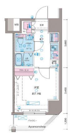 ガリシア新宿ノース2(1K/4階)の間取り写真