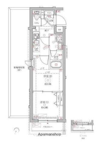 クレイシアIDZ中野鷺宮(2K/4階)の間取り写真