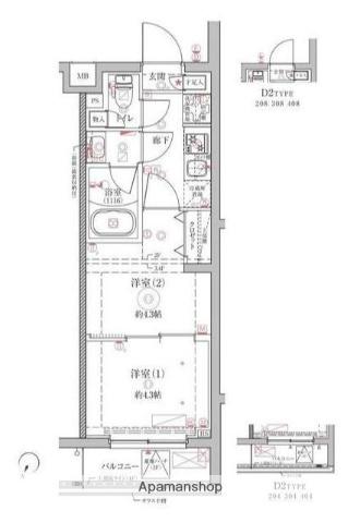 クレイシアIDZ中野鷺宮(2K/2階)の間取り写真