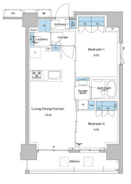 ルフォンプログレ志村坂上(2LDK/3階)の間取り写真
