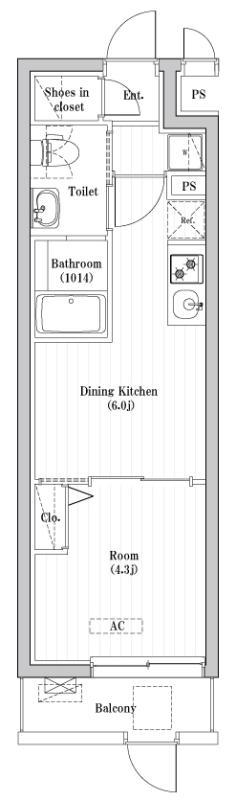 アーバンパーク志村坂上(1DK/1階)の間取り写真