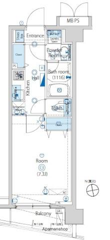 HYS上石神井(1K/4階)の間取り写真