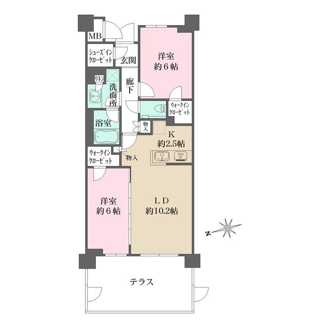 PARKGRACE荻窪(2LDK/1階)の間取り写真