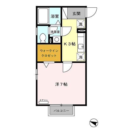 シャローム石神井公園(1K/2階)の間取り写真