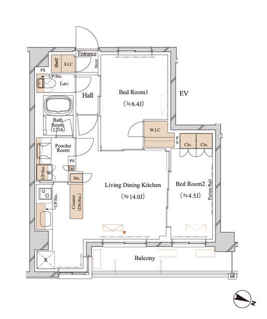ブランシエスタ江古田(2LDK/2階)の間取り写真