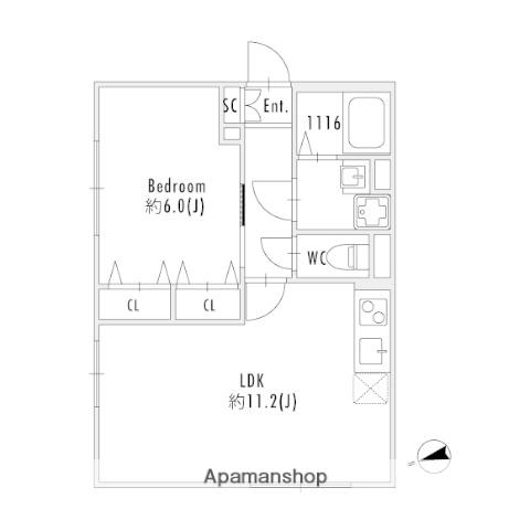 PASEO下北沢代沢Ⅱ(1LDK/3階)の間取り写真