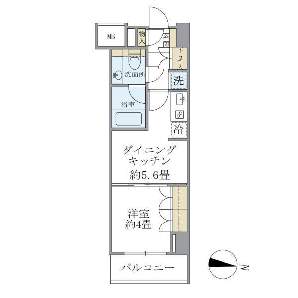 パークスフィア中野富士見町(1DK/6階)の間取り写真