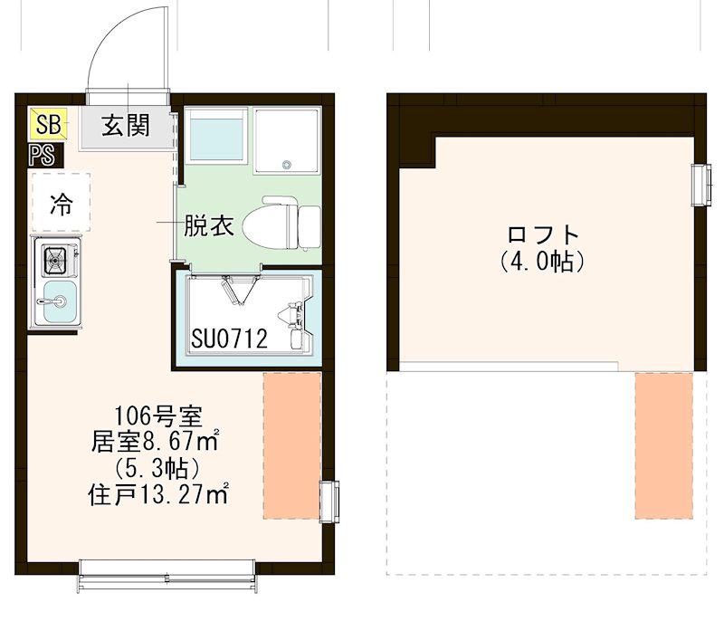 ハーモニーテラス関町北Ⅲ(ワンルーム/1階)の間取り写真
