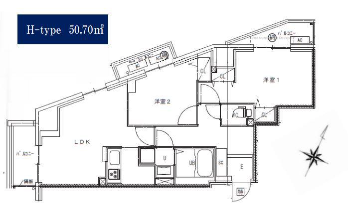 テラス阿佐ヶ谷(1LDK/2階)の間取り写真