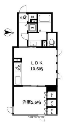 オモチ・デ・オーヤマ(1LDK/4階)の間取り写真