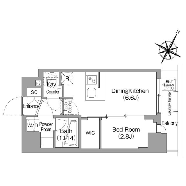 コンフォリア・リヴ新中野サウス(1DK/6階)の間取り写真