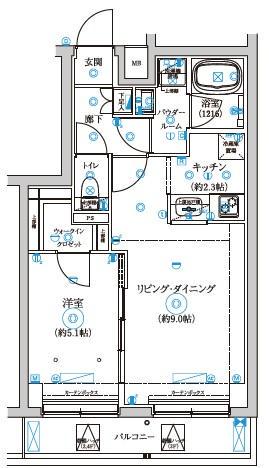 セジョリ中野富士見町(1LDK/4階)の間取り写真