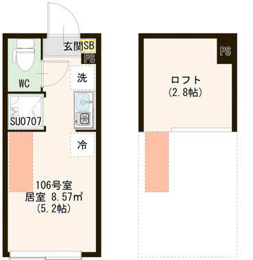 レジデンス・イン初台(ワンルーム/1階)の間取り写真