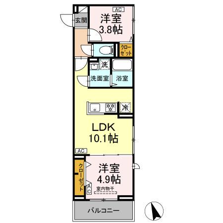 セレスティア池袋立教通(2LDK/2階)の間取り写真
