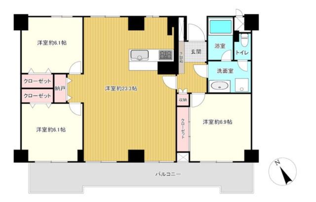 ルネ吉祥寺(3LDK/11階)の間取り写真