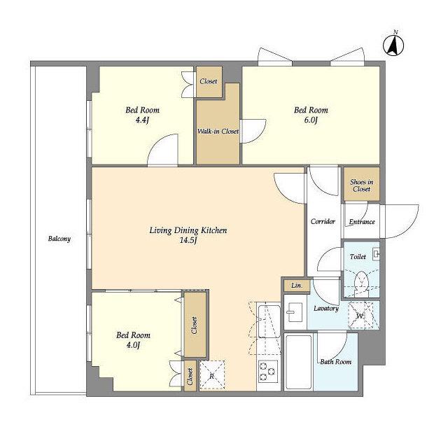 メゾンドオンディーヌ(3LDK/2階)の間取り写真