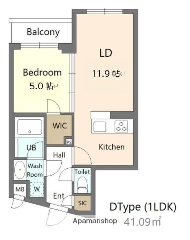 ALIVIS新江古田(1LDK/1階)の間取り写真