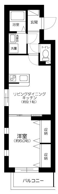 エルミ上落合(1LDK/1階)の間取り写真