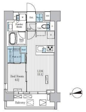 TERRA蚕糸の森(1LDK/8階)の間取り写真