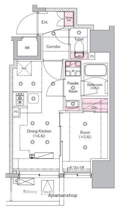 SYFORME ITABASHI Ⅲ(1DK/6階)の間取り写真