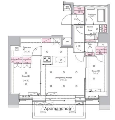 SYFORME ITABASHI Ⅲ(2LDK/10階)の間取り写真