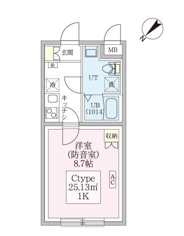 防音マンションスカイラシクラス平和台(1K/1階)の間取り写真