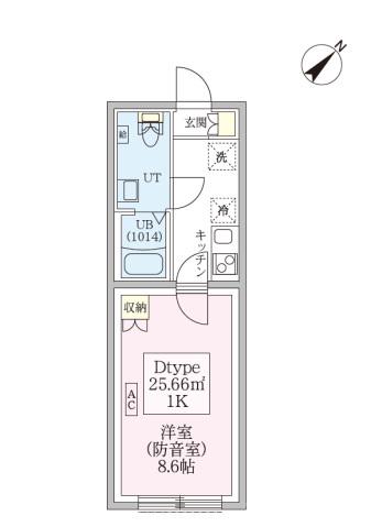 防音マンションスカイラシクラス平和台(1K/1階)の間取り写真