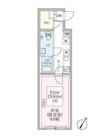 防音マンションスカイラシクラス平和台(1K/4階)の間取り写真
