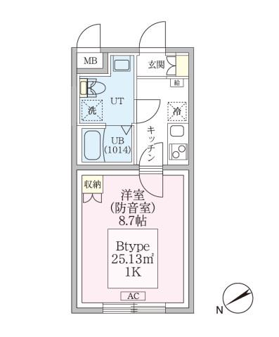 防音マンションスカイラシクラス平和台(1K/3階)の間取り写真