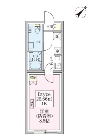 防音マンションスカイラシクラス平和台(1K/3階)の間取り写真