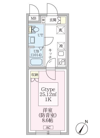 防音マンションスカイラシクラス平和台(1K/3階)の間取り写真