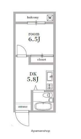 ショウカレジデンス(1DK/3階)の間取り写真