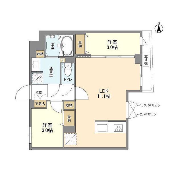ウェルスクエア新高円寺(2LDK/1階)の間取り写真