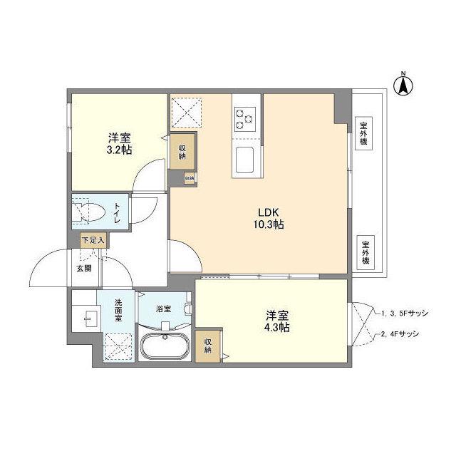 ウェルスクエア新高円寺(2LDK/1階)の間取り写真