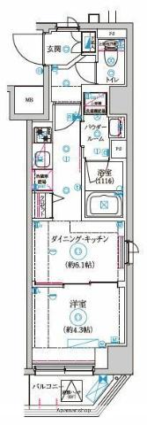 セジョリ高井戸Ⅱ(1DK/6階)の間取り写真