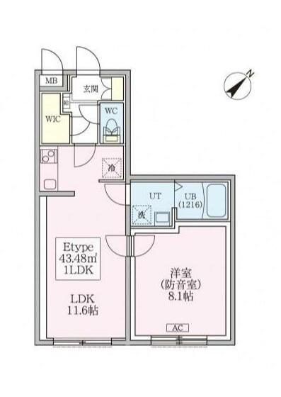 防音マンションスカイラシクラス平和台(1LDK/1階)の間取り写真