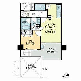 ジオ四谷坂町(1LDK/1階)の間取り写真