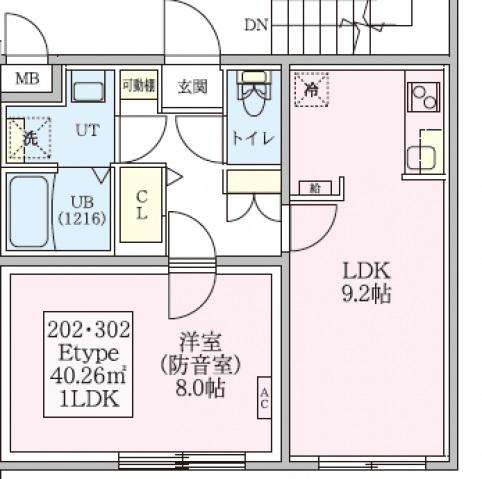 防音マンション スカイラシクラス武蔵関(1LDK/2階)の間取り写真