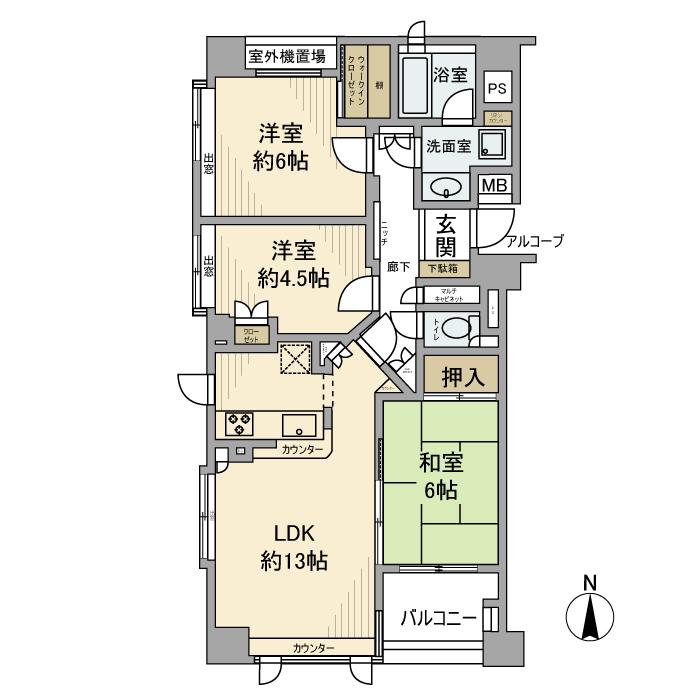藤和シティーホームズ三鷹(3LDK/4階)の間取り写真
