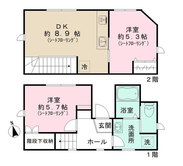 総武・中央緩行線 四ツ谷駅 徒歩6分 2階建 築1年(2DK)の間取り写真