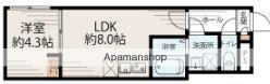 フラット富久町(1LDK/3階)の間取り写真